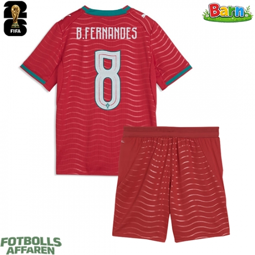 Portugal Bruno Fernandes #8 Hemmaställ Barn VM 2026 Kortärmad (+ Korta byxor)